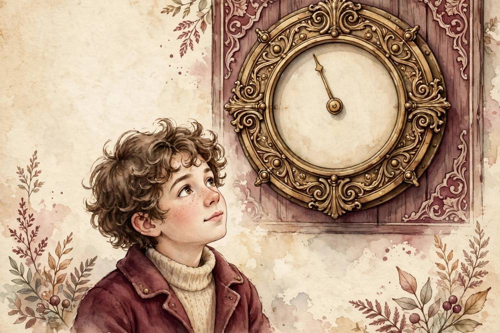 Illustration of a young person looking at a vintage gauge dial